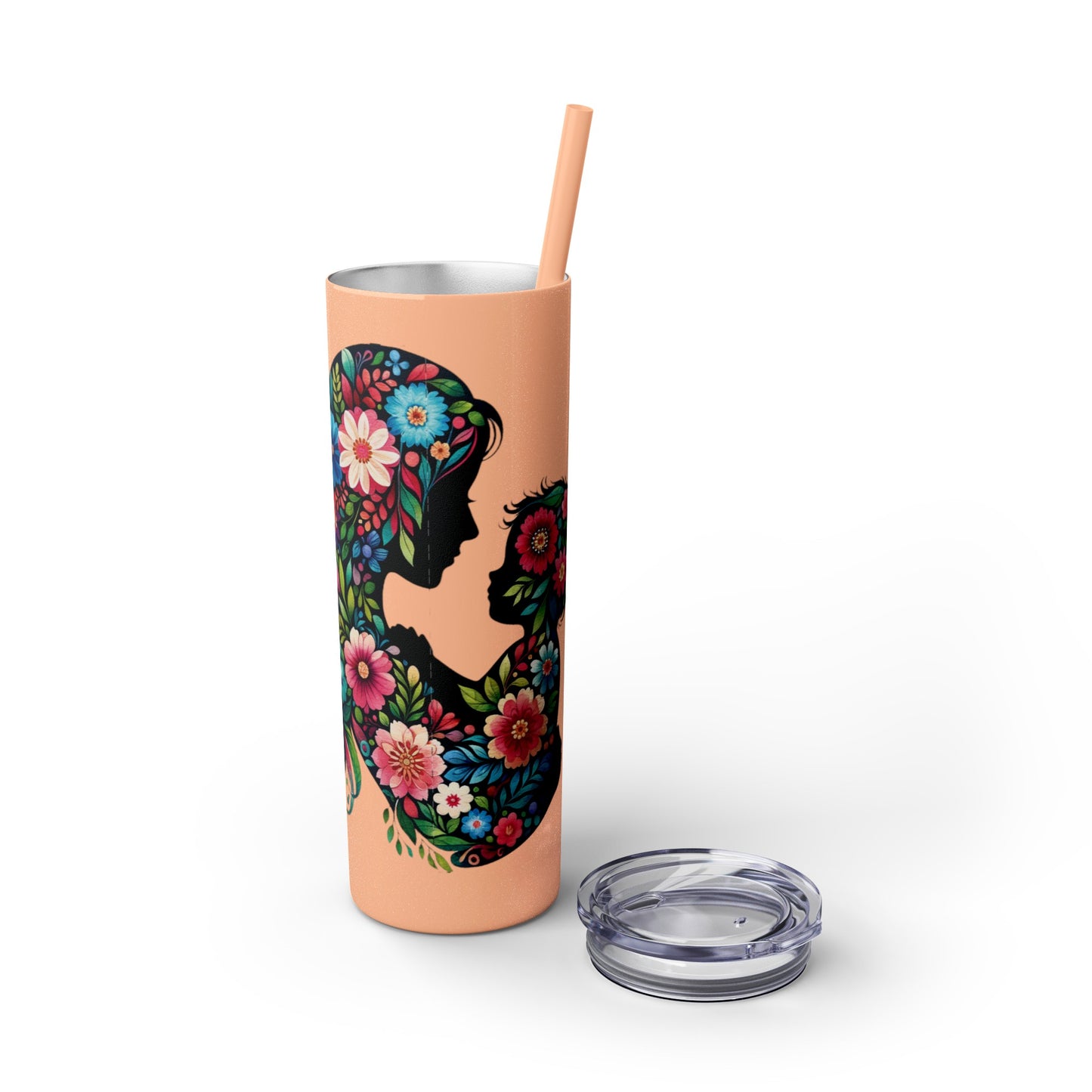 Mom Mother Child Mothers Day Skinny Tumbler with Straw, 20oz