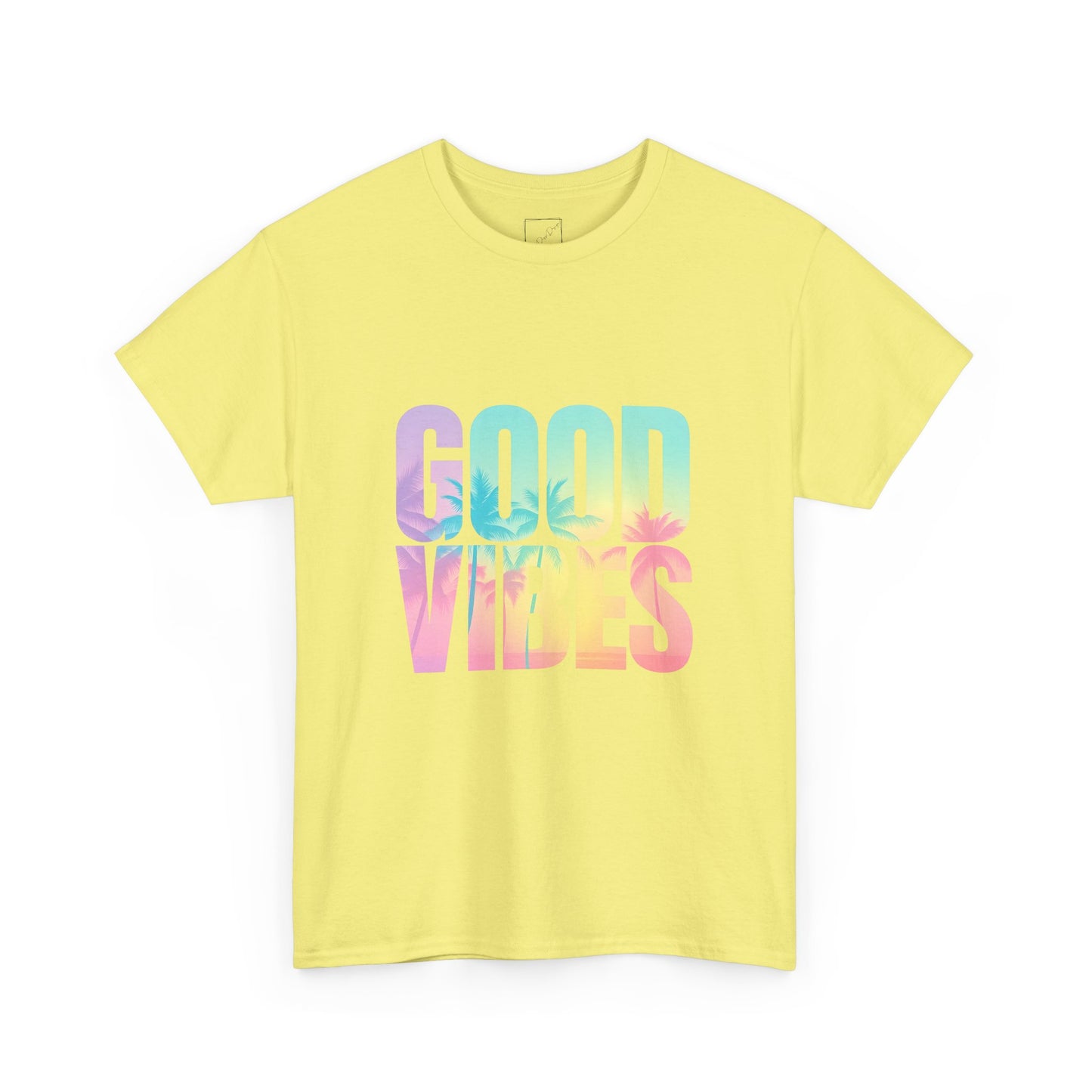 Colorful Good Vibes Tee - Unisex Heavy Cotton T-Shirt, Summer Style, Positive Energy Shirt, Gift for Friends, Casual Wear, Festival Outfit