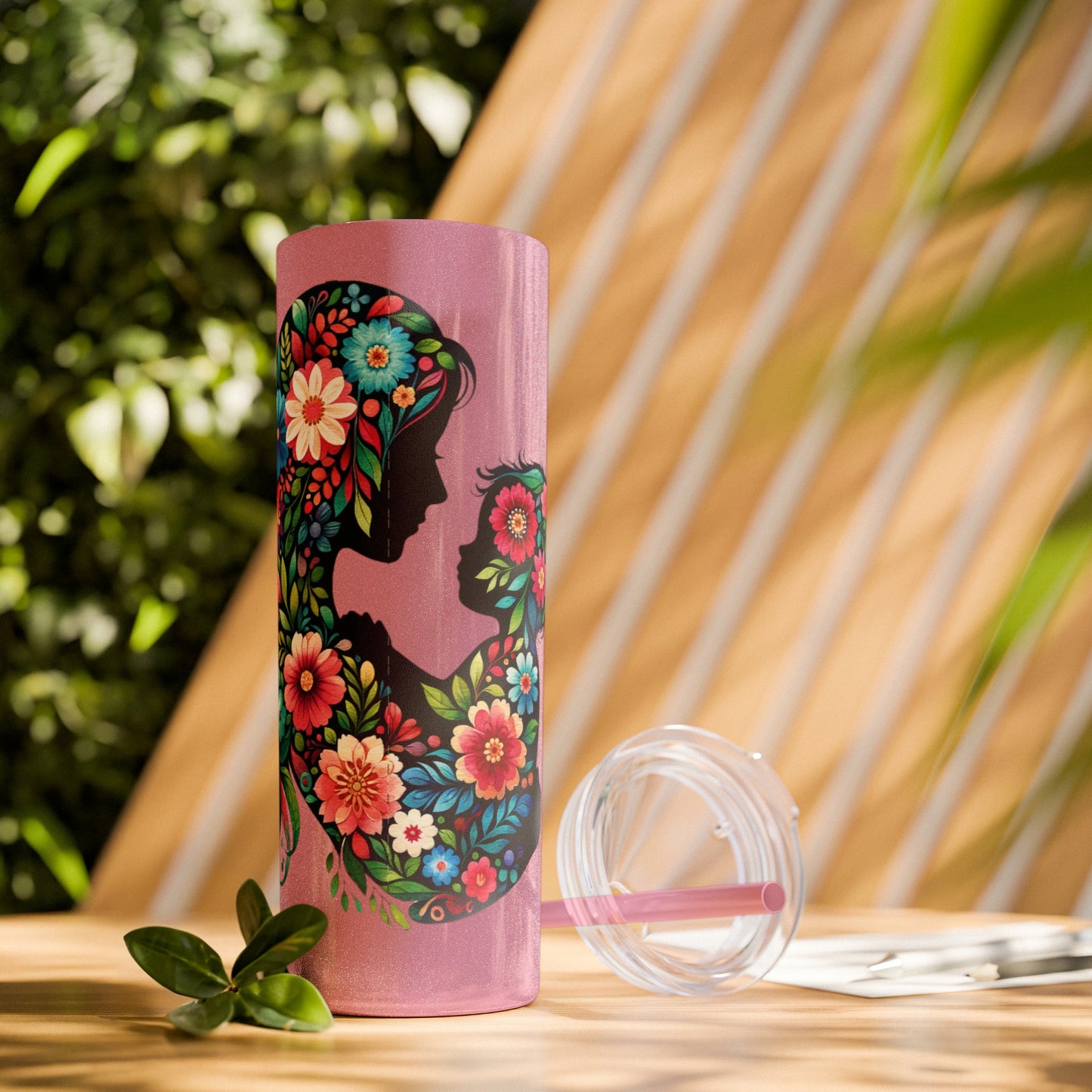 Mom Mother Child Mothers Day Skinny Tumbler with Straw, 20oz