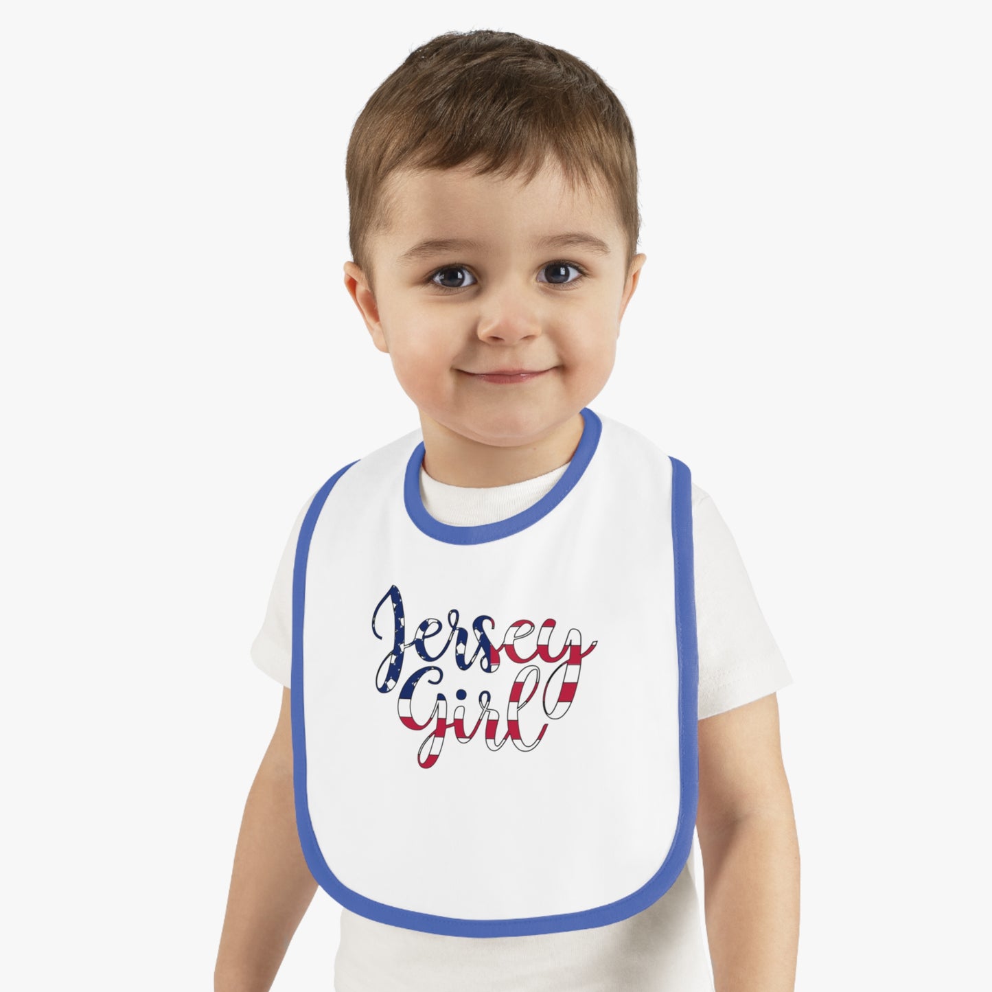 Jersey Girl Baby Bib, Cute Baby Gift, Toddler Feeding Bib, Baby Shower Gift, Newborn Accessories, USA Themed Bib