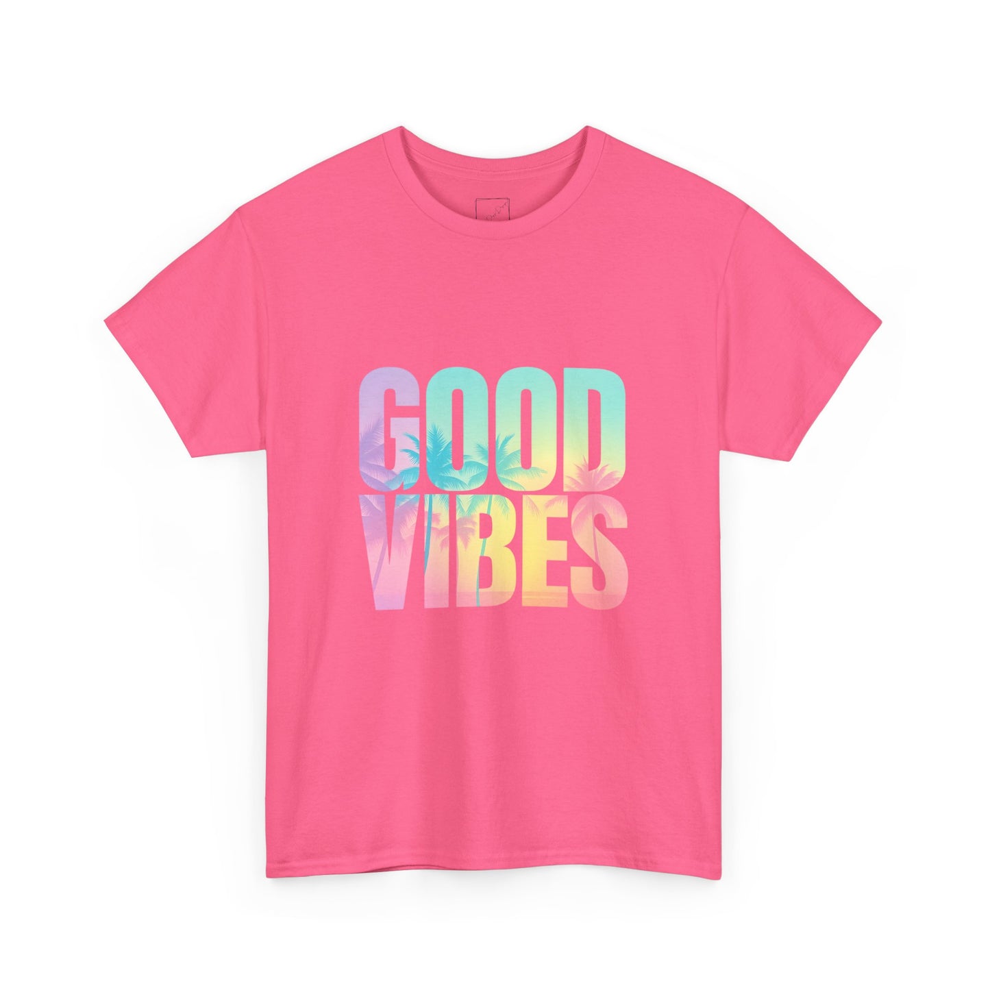 Colorful Good Vibes Tee - Unisex Heavy Cotton T-Shirt, Summer Style, Positive Energy Shirt, Gift for Friends, Casual Wear, Festival Outfit