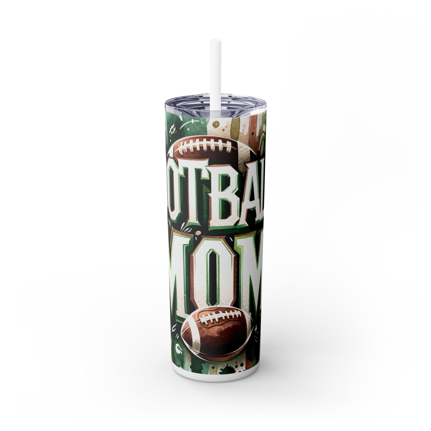 Football Mom Skinny Tumbler with Straw, 20oz