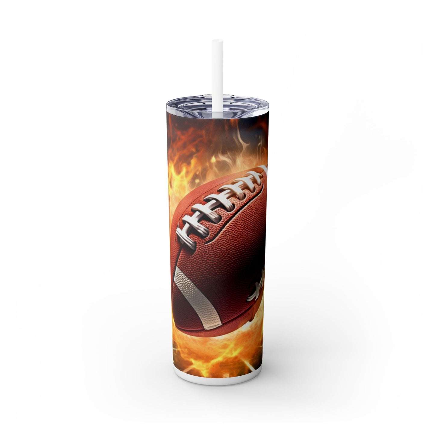 Football Skinny Tumbler with Straw, 20oz