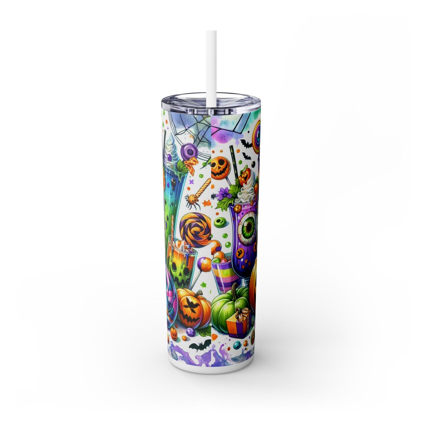 Hocus Pocus Halloween Spooky Skinny Tumbler with Straw, 20oz