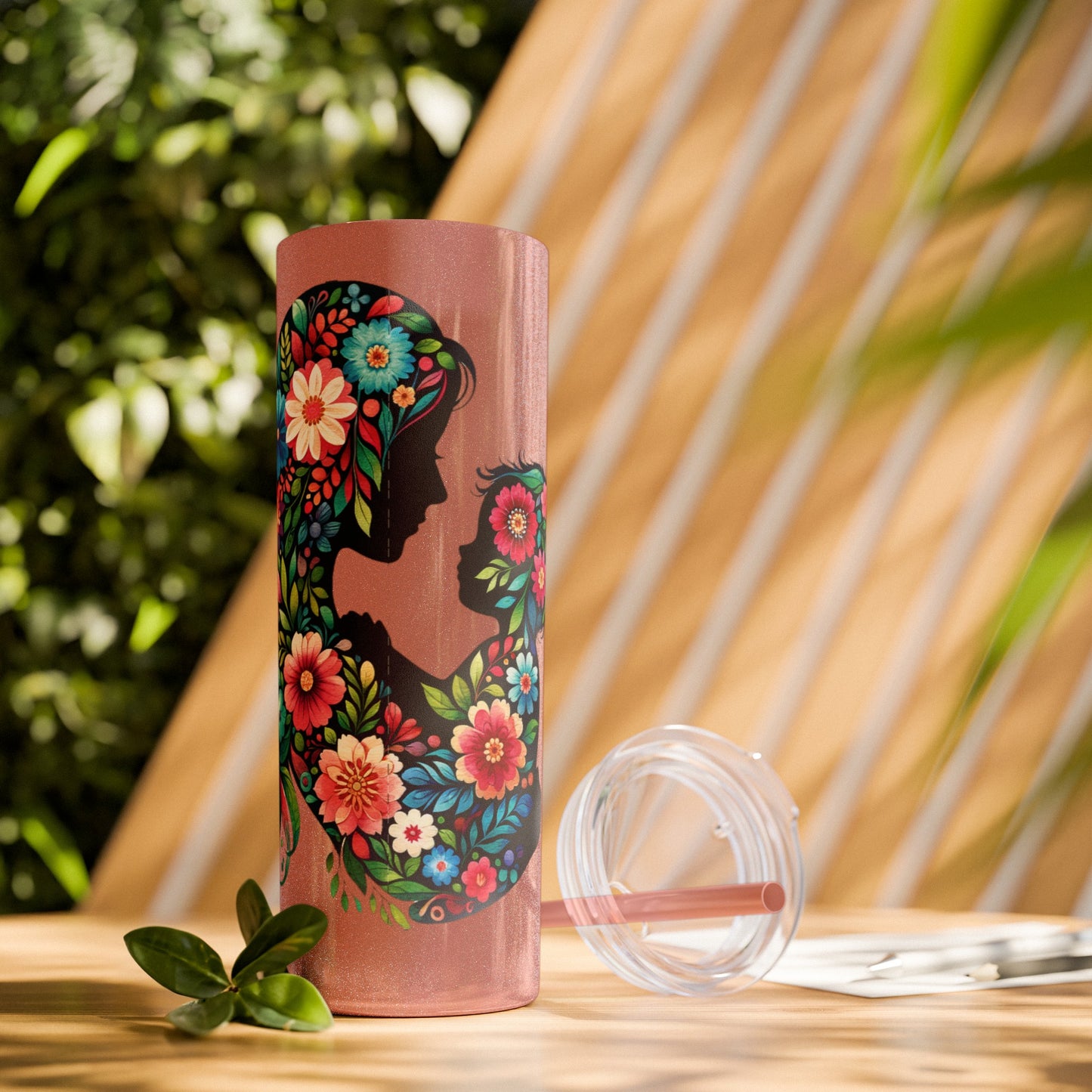 Mom Mother Child Mothers Day Skinny Tumbler with Straw, 20oz