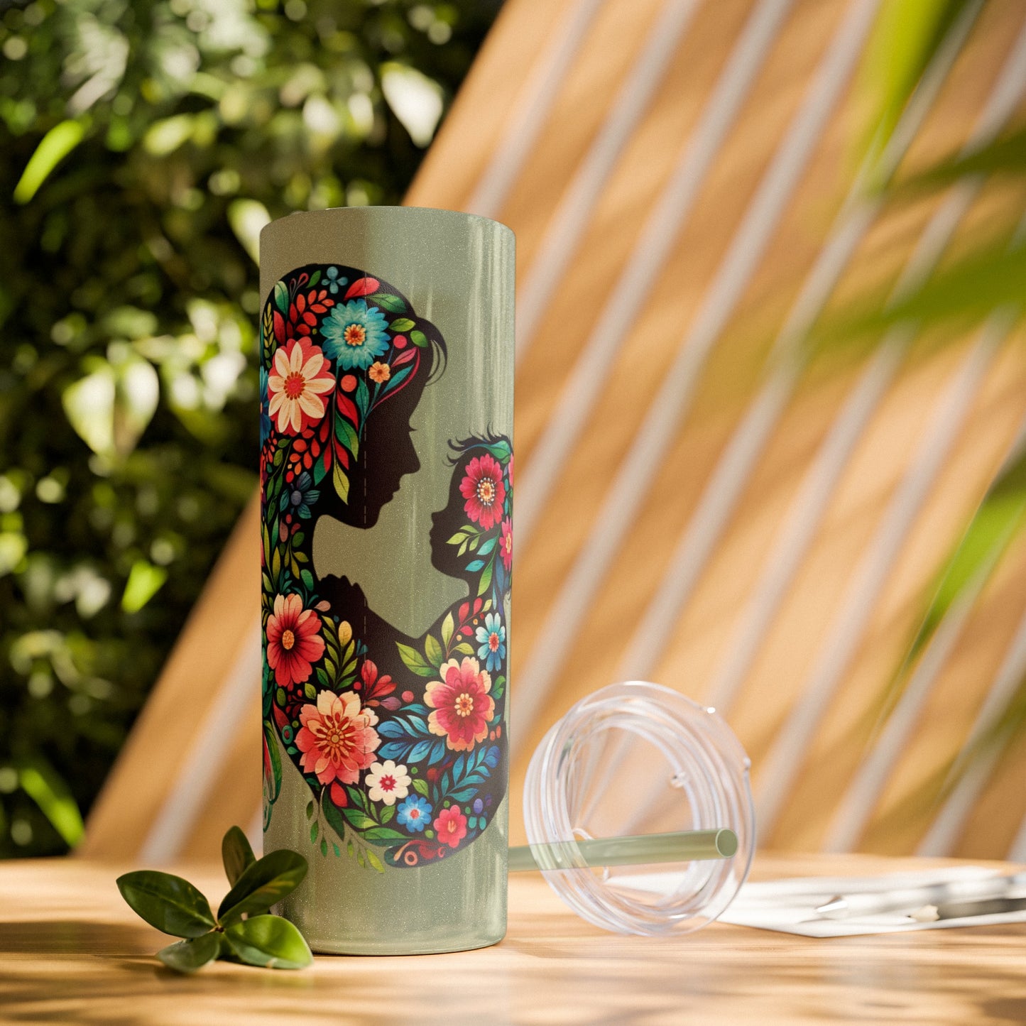 Mom Mother Child Mothers Day Skinny Tumbler with Straw, 20oz