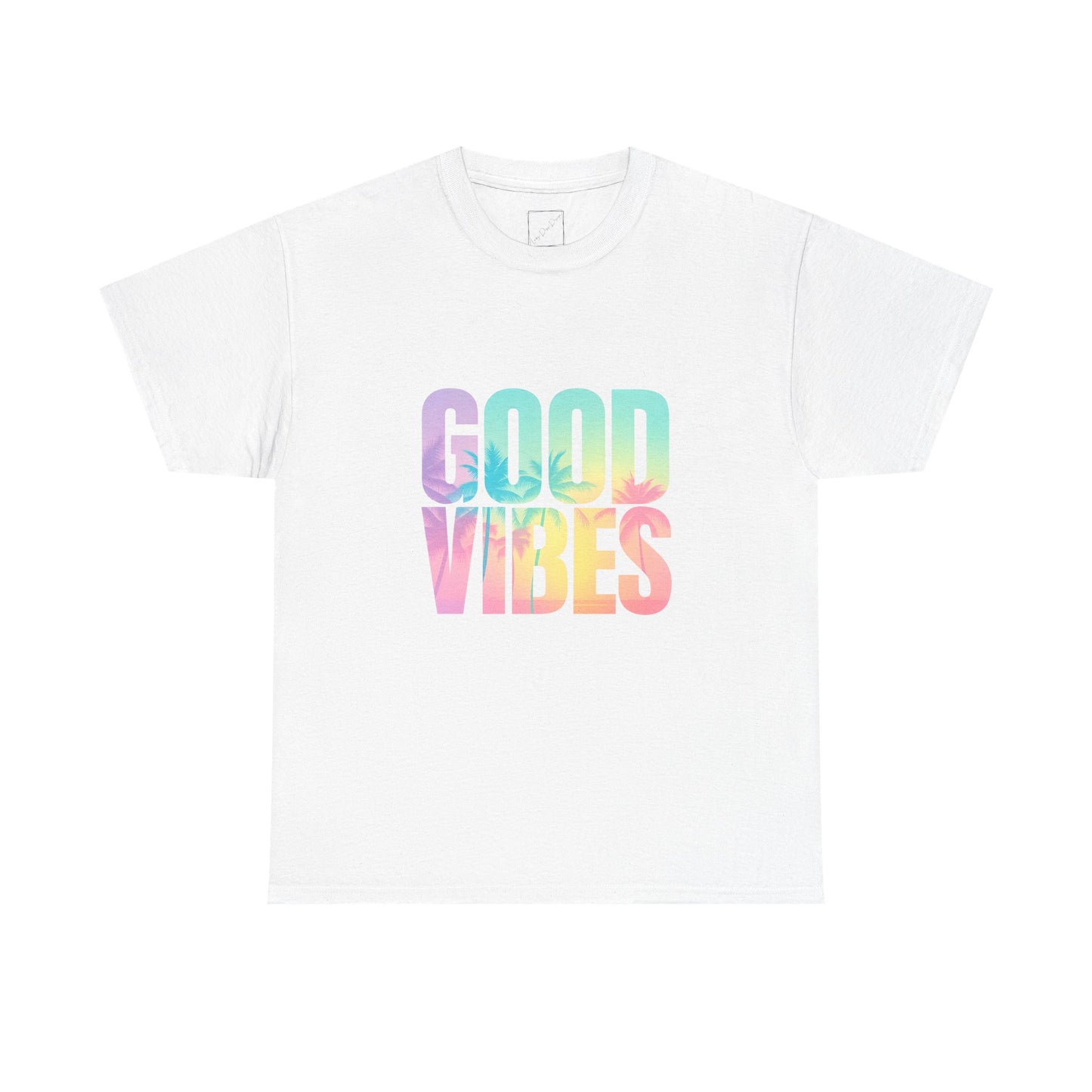 Colorful Good Vibes Tee - Unisex Heavy Cotton T-Shirt, Summer Style, Positive Energy Shirt, Gift for Friends, Casual Wear, Festival Outfit