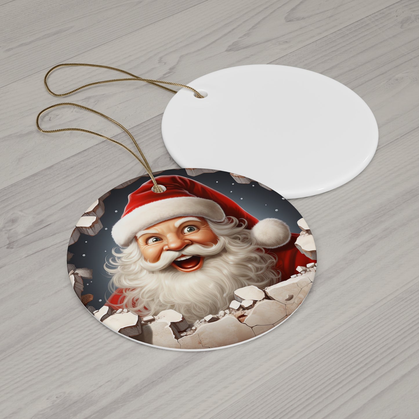 Santa 3D Ceramic Ornament, 4 Shapes