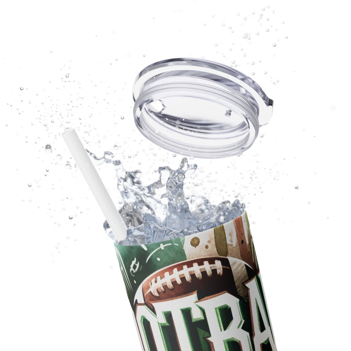 Football Mom Skinny Tumbler with Straw, 20oz