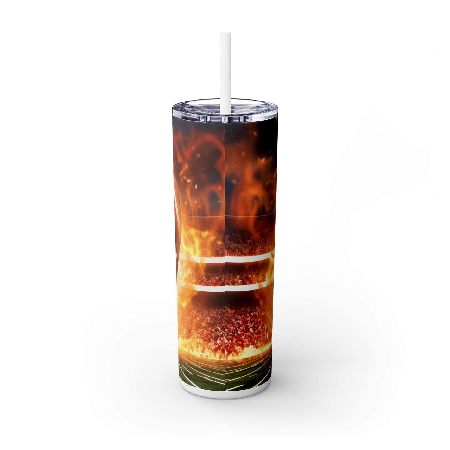 Football Skinny Tumbler with Straw, 20oz