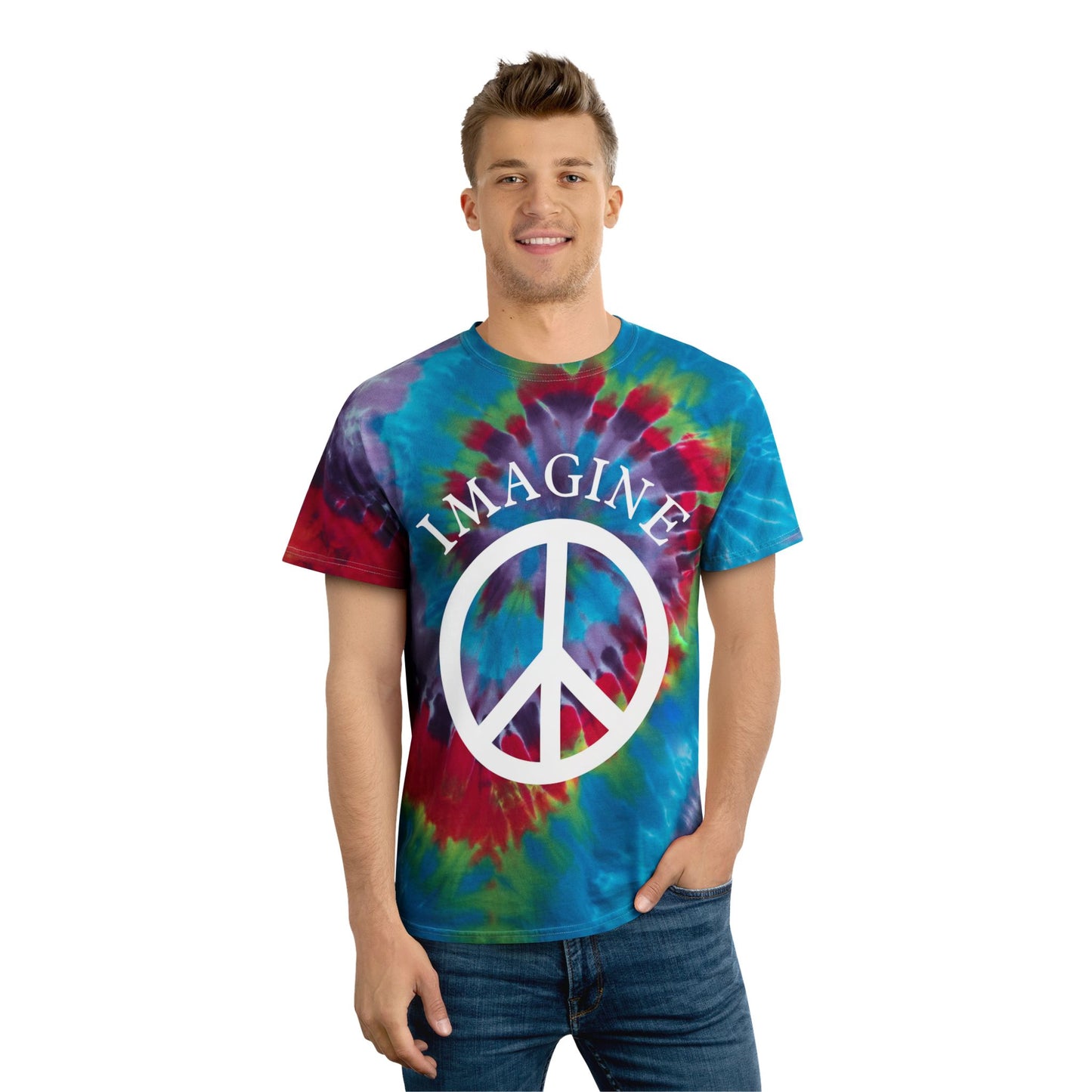 Colorful Tie-Dye Peace Tee - Retro Style, Summer Fashion, Bohemian T-Shirt, Festival Outfit, Gift for Peace Lovers
