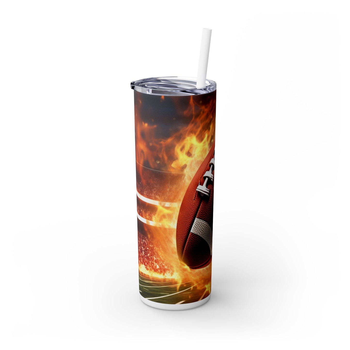 Football Skinny Tumbler with Straw, 20oz