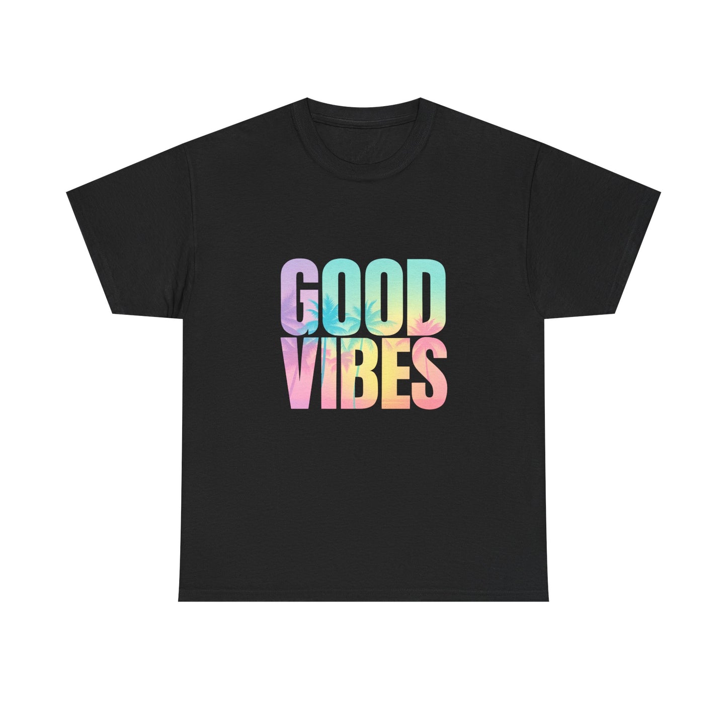 Colorful Good Vibes Tee - Unisex Heavy Cotton T-Shirt, Summer Style, Positive Energy Shirt, Gift for Friends, Casual Wear, Festival Outfit