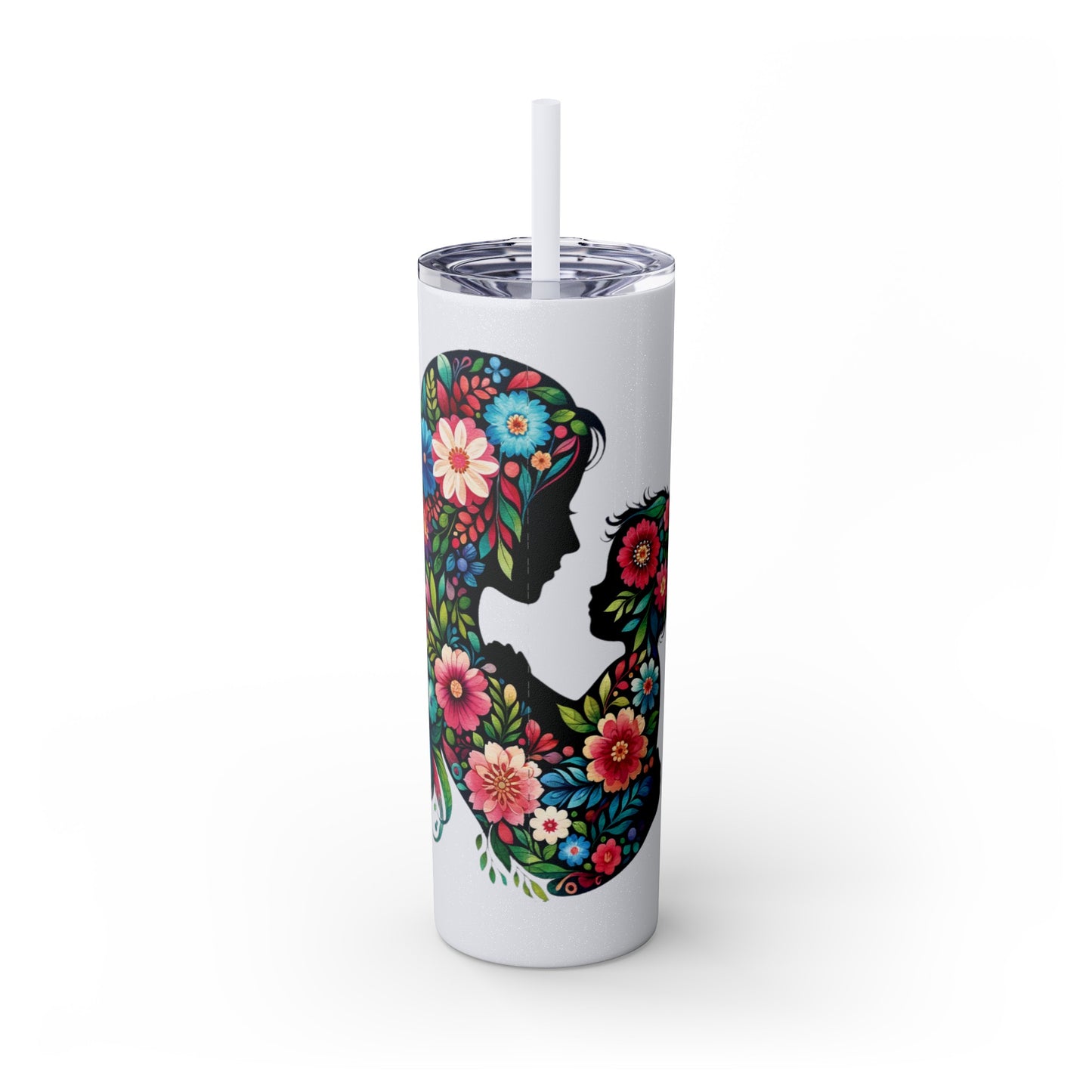 Mom Mother Child Mothers Day Skinny Tumbler with Straw, 20oz