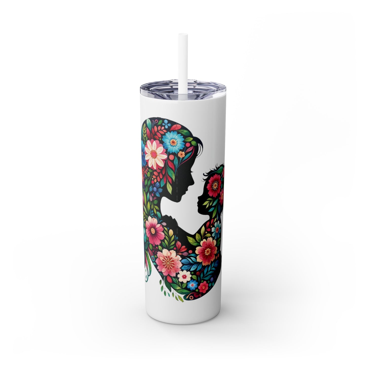 Mom Mother Child Mothers Day Skinny Tumbler with Straw, 20oz