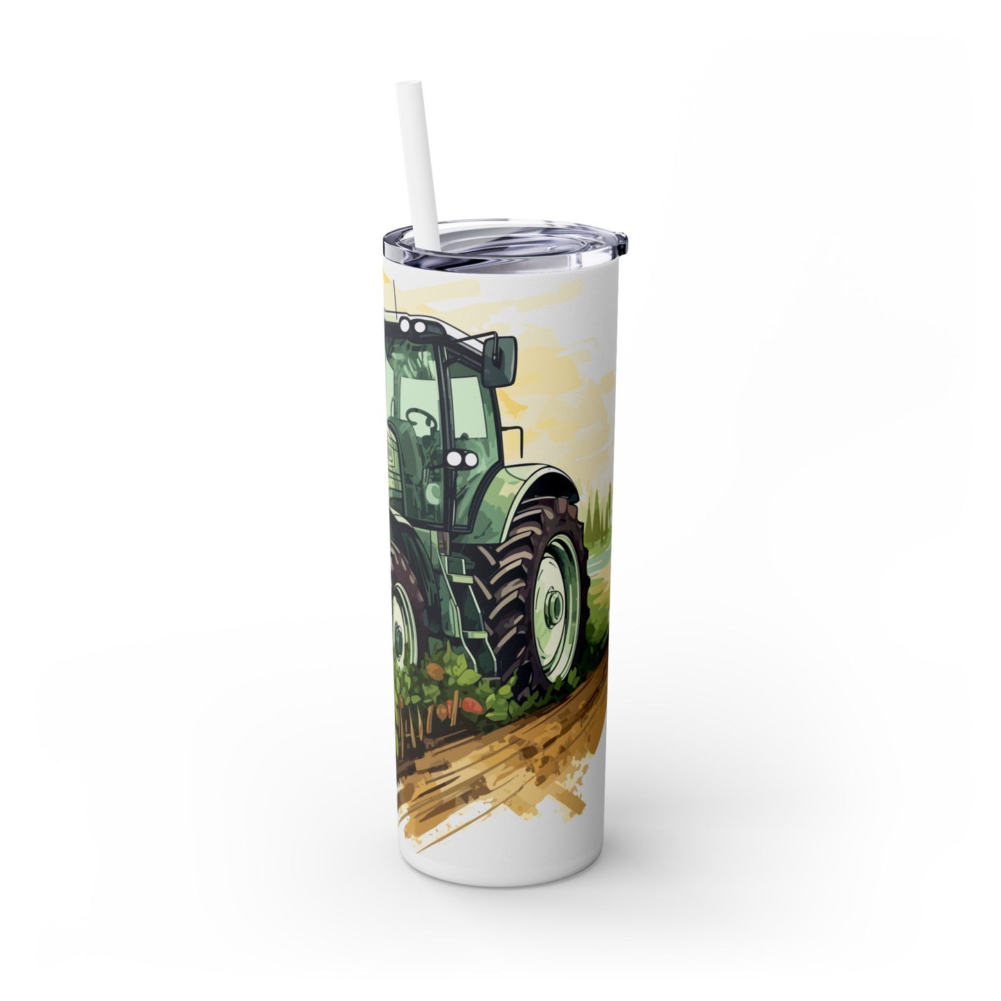 Tractor Farm Skinny Tumbler with Straw, 20oz