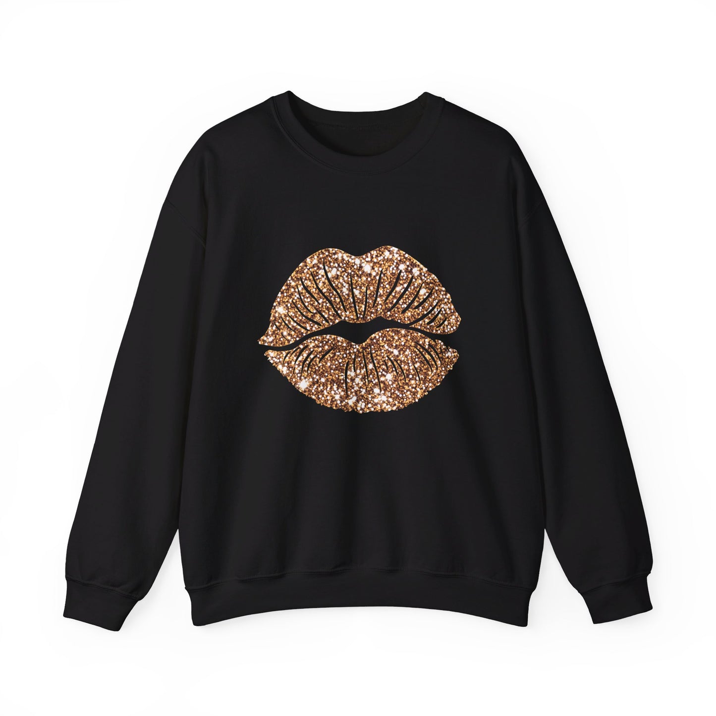 Kiss Lips Glitter Gold Unisex Heavy Blend™ Crewneck Sweatshirt