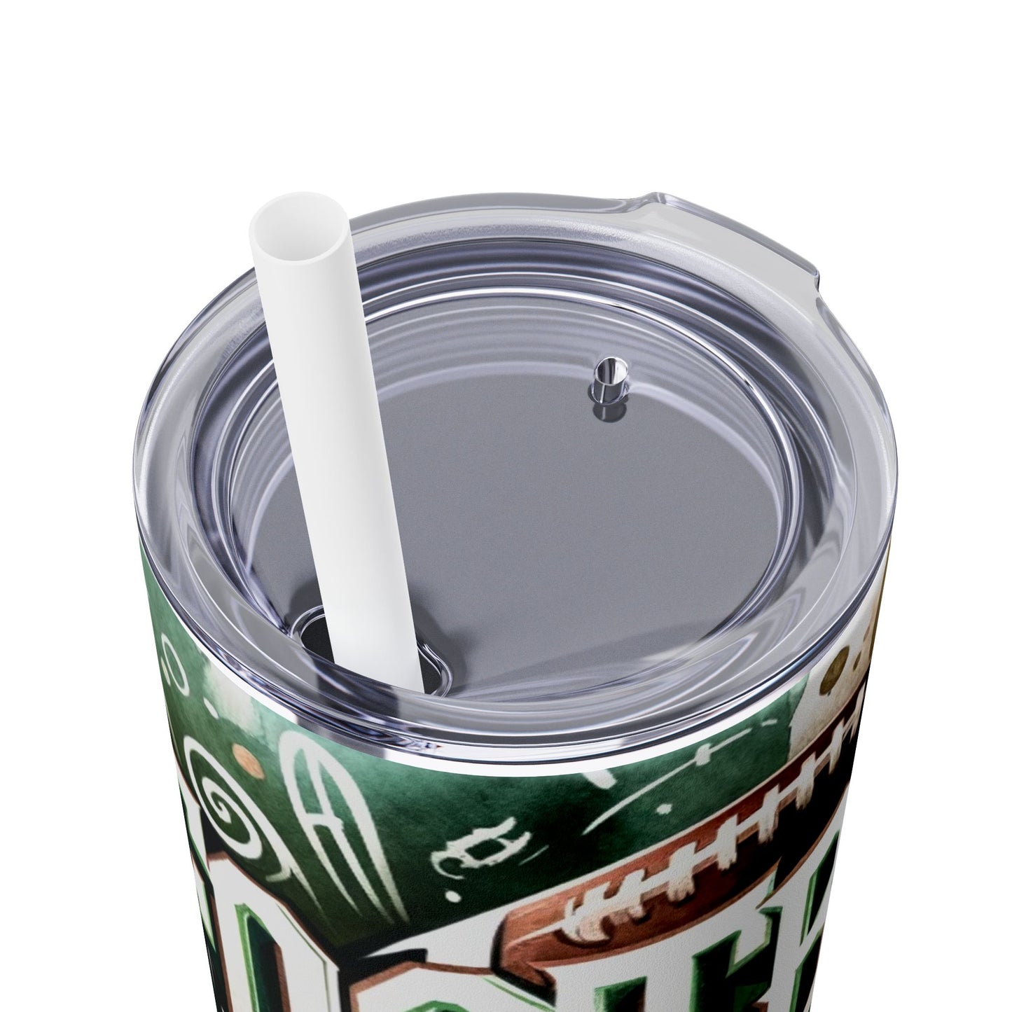 Football Mom Skinny Tumbler with Straw, 20oz
