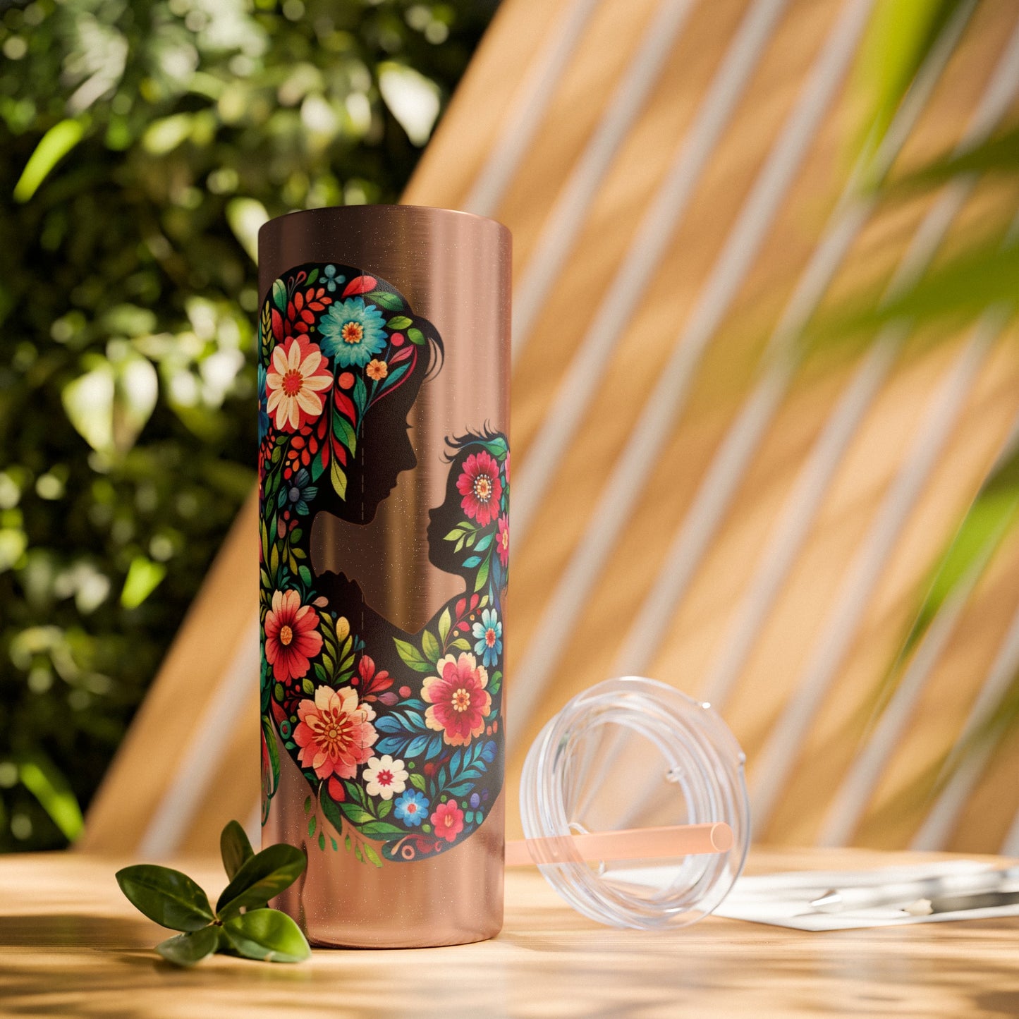 Mom Mother Child Mothers Day Skinny Tumbler with Straw, 20oz