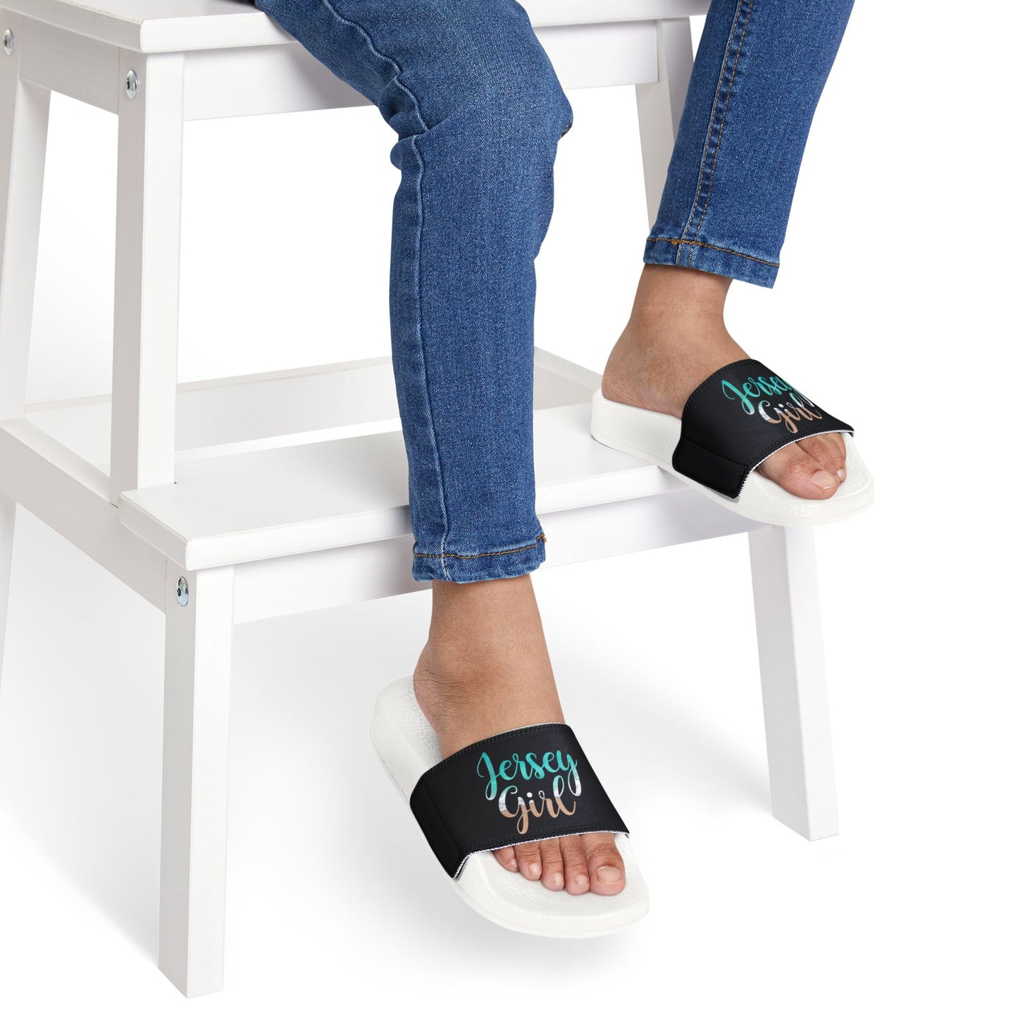 Playful Jersey Girl Sandals, Youth Summer Footwear, Beachwear, Vacation Sandals, Gift for Girls