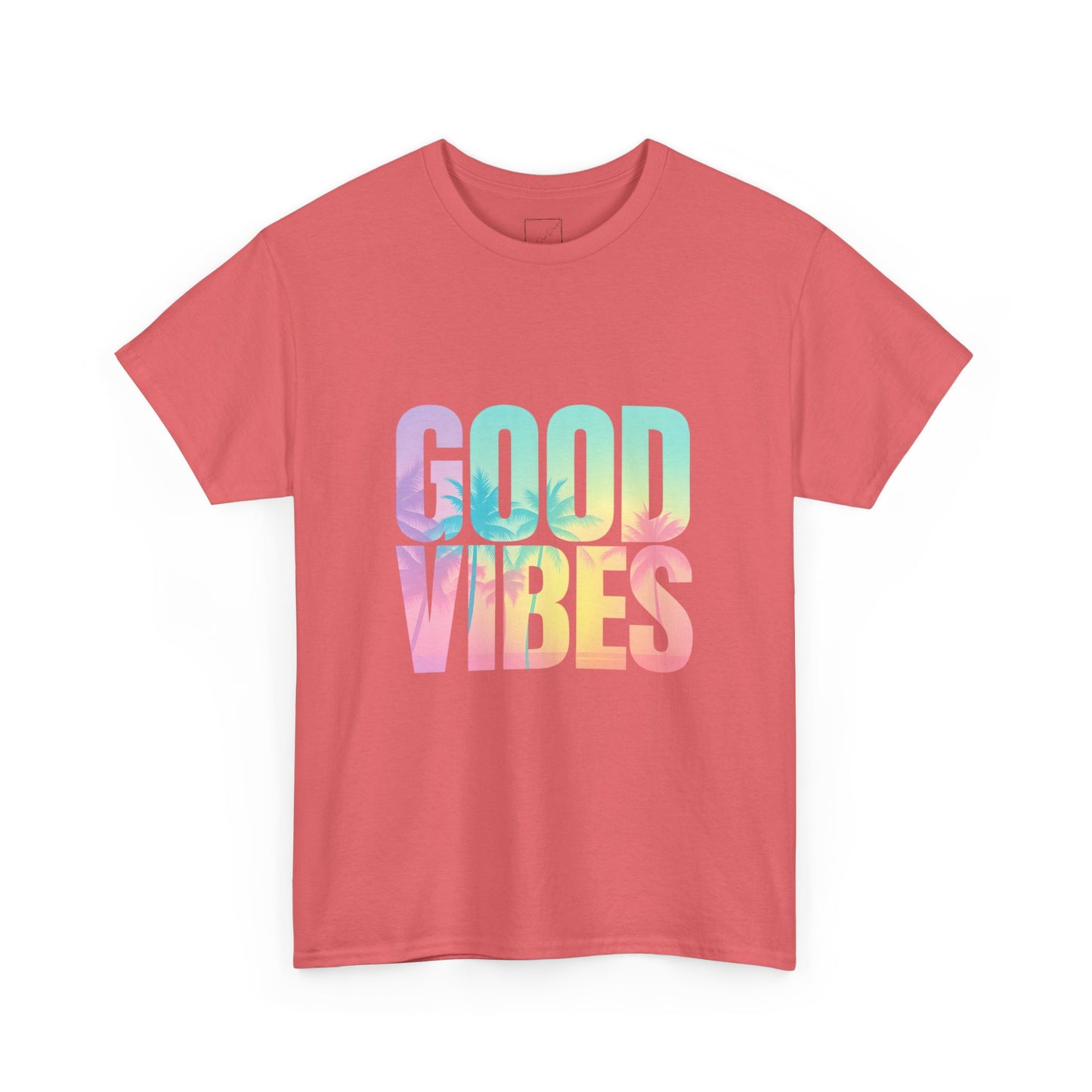 Colorful Good Vibes Tee - Unisex Heavy Cotton T-Shirt, Summer Style, Positive Energy Shirt, Gift for Friends, Casual Wear, Festival Outfit