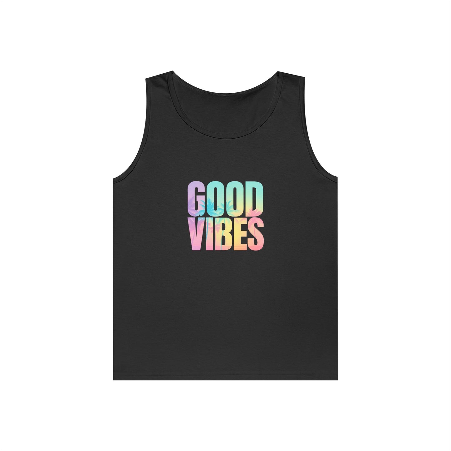 Unisex Heavy Cotton Tank Top - Good Vibes, Casual Wear, Summer Top, Beachwear, Festival Outfit, Motivational Apparel
