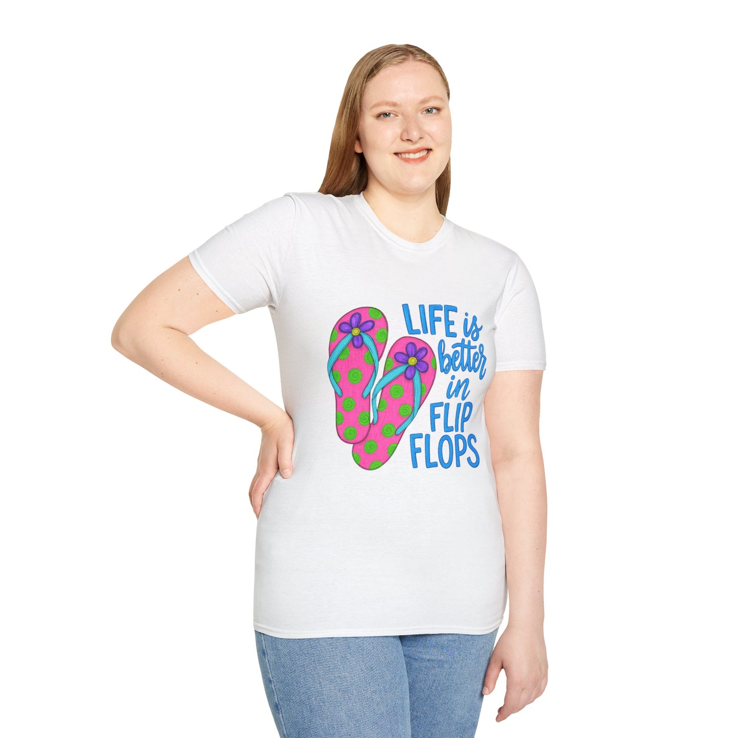 Life is Better in Flip Flops Unisex T-Shirt, Summer Apparel, Beach Vacation Shirt, Casual Wear, Gift for Flip Flop Lovers