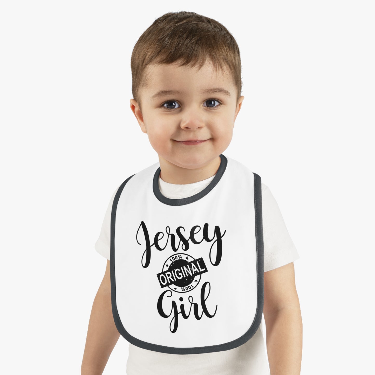 Cute Jersey Girl Baby Bib - Adorable Infant Feeding Accessory, Perfect Baby Shower Gift, Newborn Essential, Custom Baby Bib