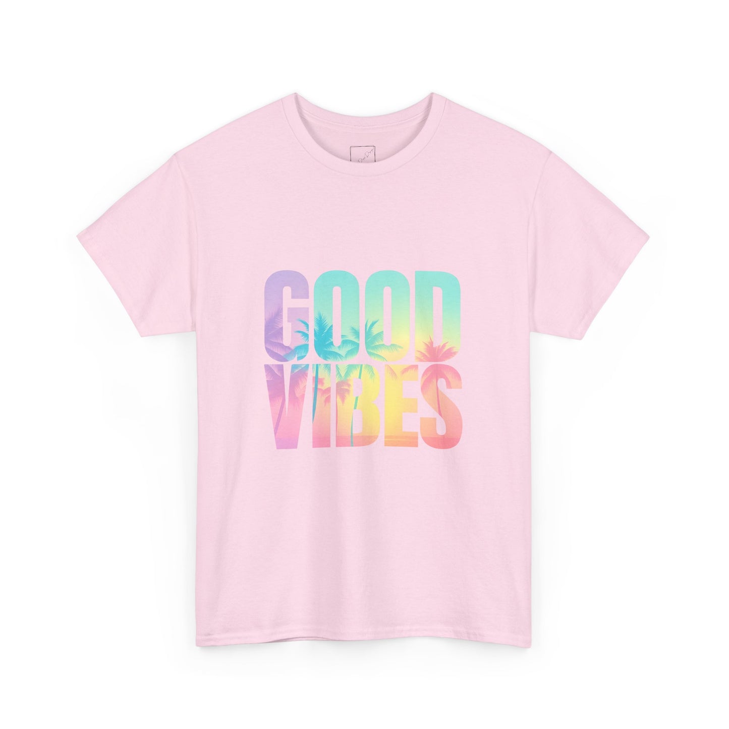 Colorful Good Vibes Tee - Unisex Heavy Cotton T-Shirt, Summer Style, Positive Energy Shirt, Gift for Friends, Casual Wear, Festival Outfit