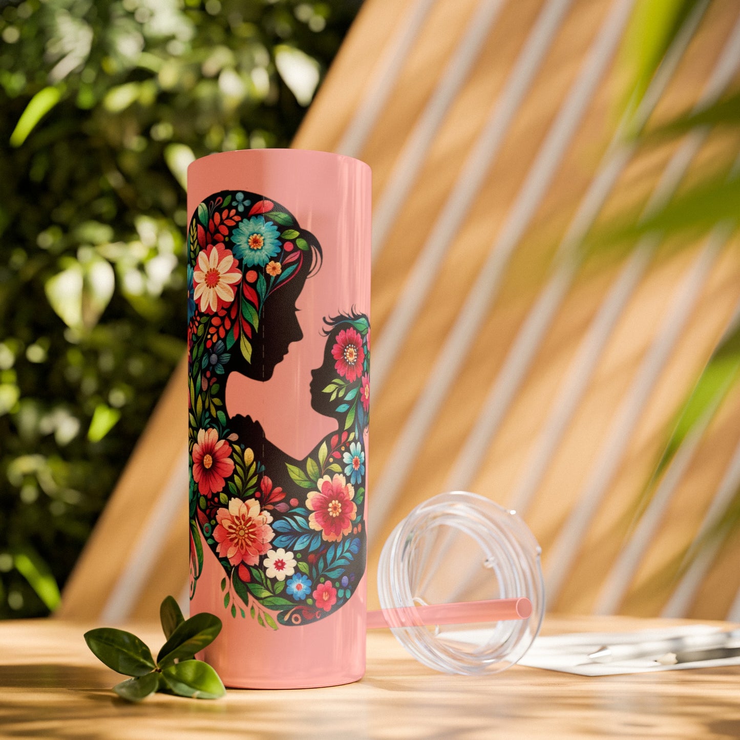 Mom Mother Child Mothers Day Skinny Tumbler with Straw, 20oz