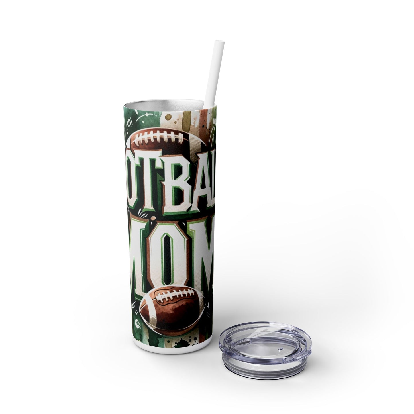 Football Mom Skinny Tumbler with Straw, 20oz