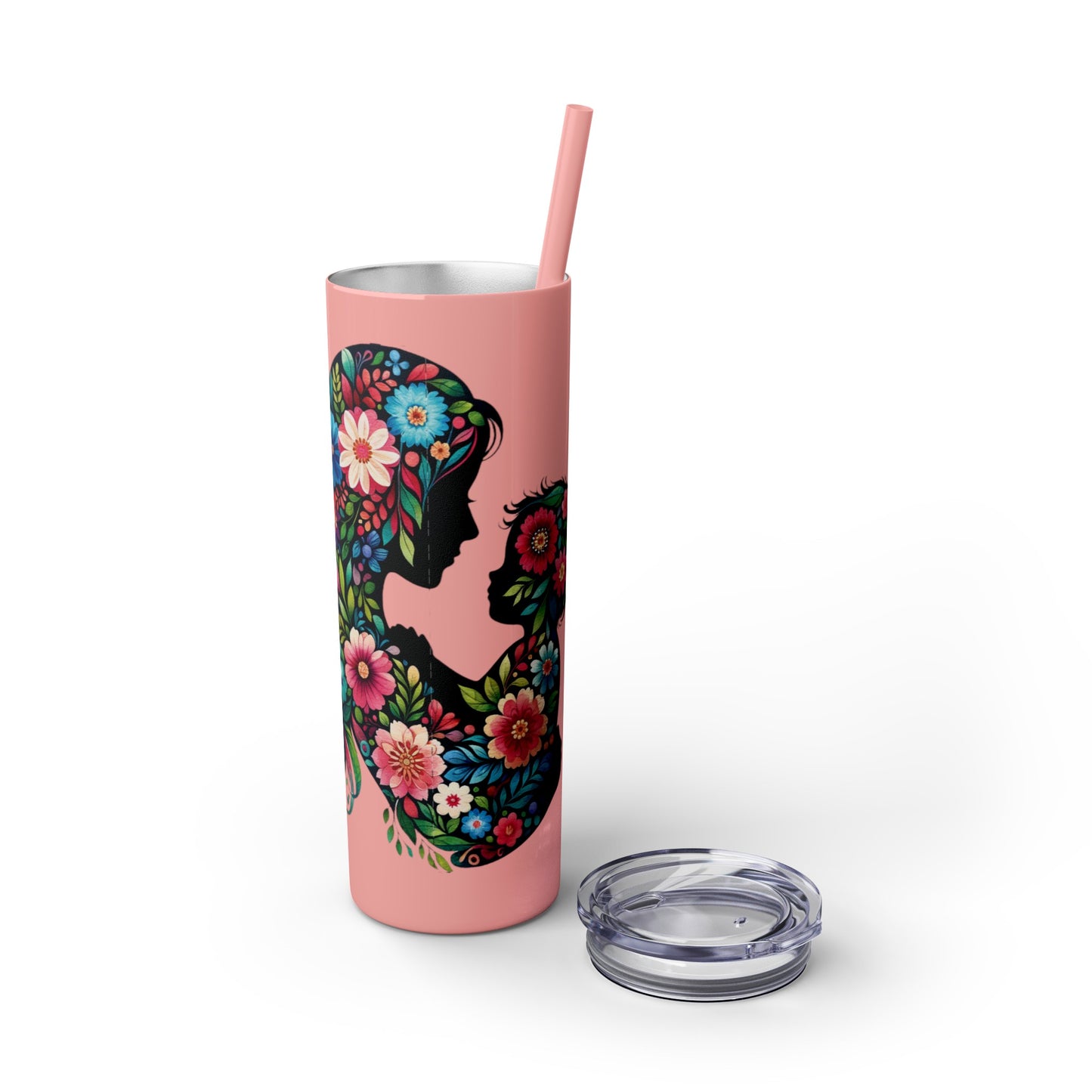 Mom Mother Child Mothers Day Skinny Tumbler with Straw, 20oz