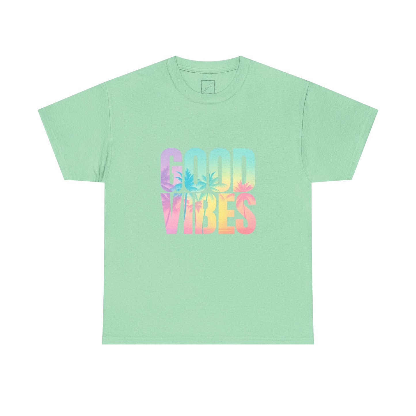 Colorful Good Vibes Tee - Unisex Heavy Cotton T-Shirt, Summer Style, Positive Energy Shirt, Gift for Friends, Casual Wear, Festival Outfit