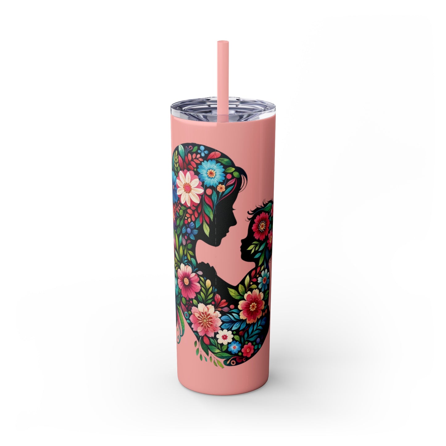 Mom Mother Child Mothers Day Skinny Tumbler with Straw, 20oz