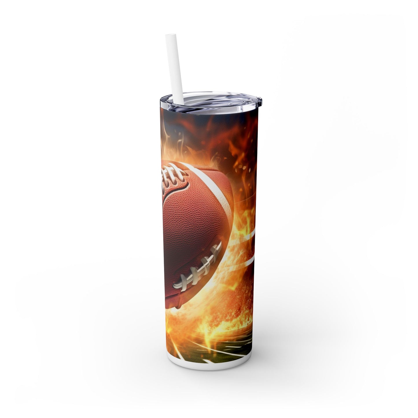 Football Skinny Tumbler with Straw, 20oz
