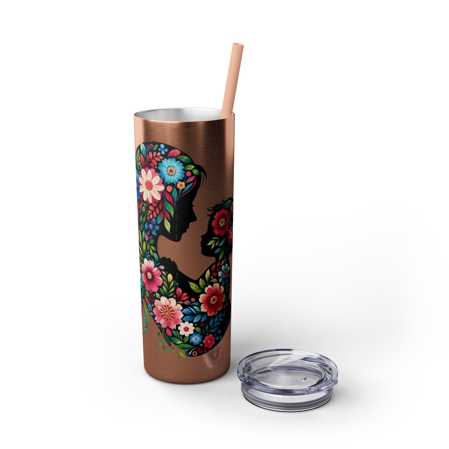 Mom Mother Child Mothers Day Skinny Tumbler with Straw, 20oz