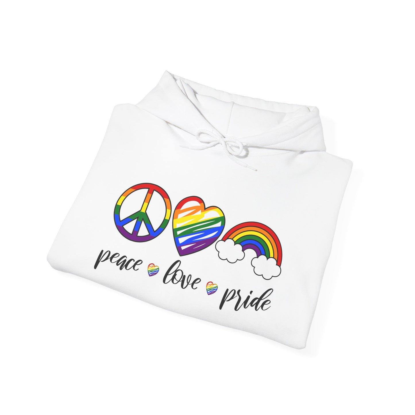 Rainbow LGBTQ Hoodie - Peace Love and Pride Unisex Sweatshirt