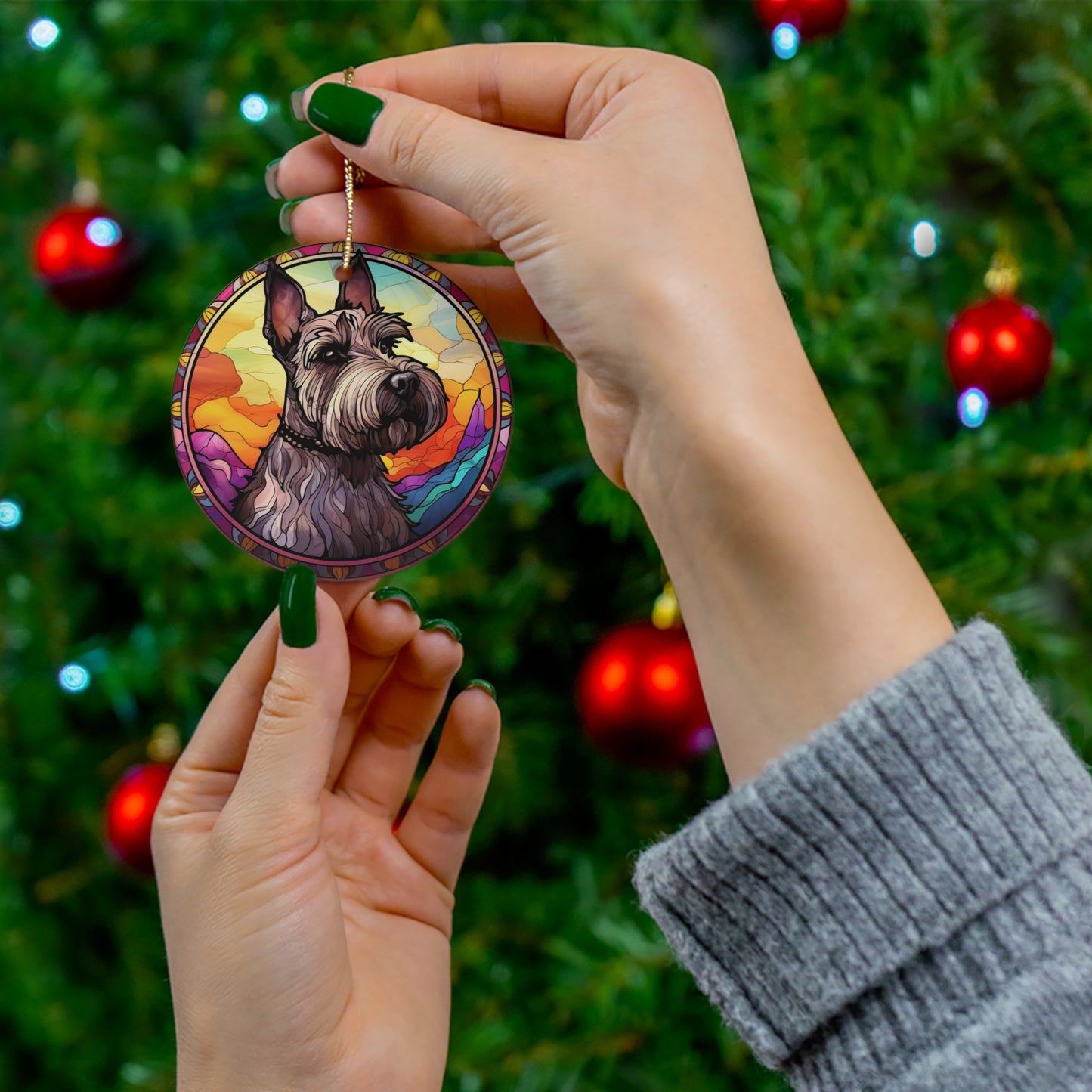 Scottish Terrier Scottie Ceramic Ornament, 4 Shapes