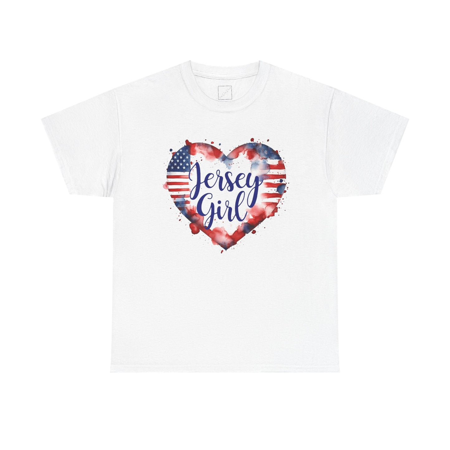 Jersey Girl Heart USA Tee | Unisex Cotton Shirt, Casual Wear, Patriotic T-Shirt, Gift for Her, Summer Fashion