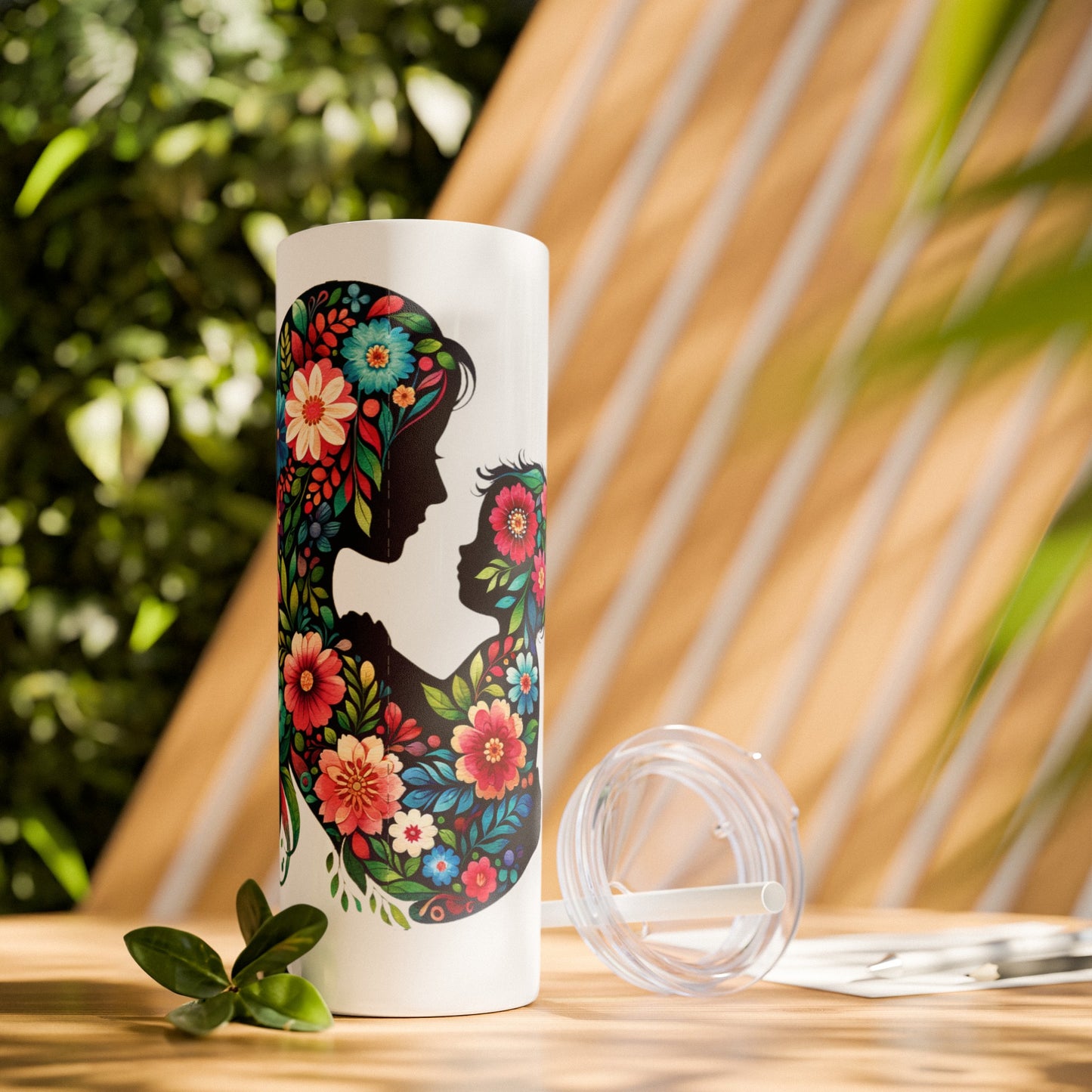 Mom Mother Child Mothers Day Skinny Tumbler with Straw, 20oz