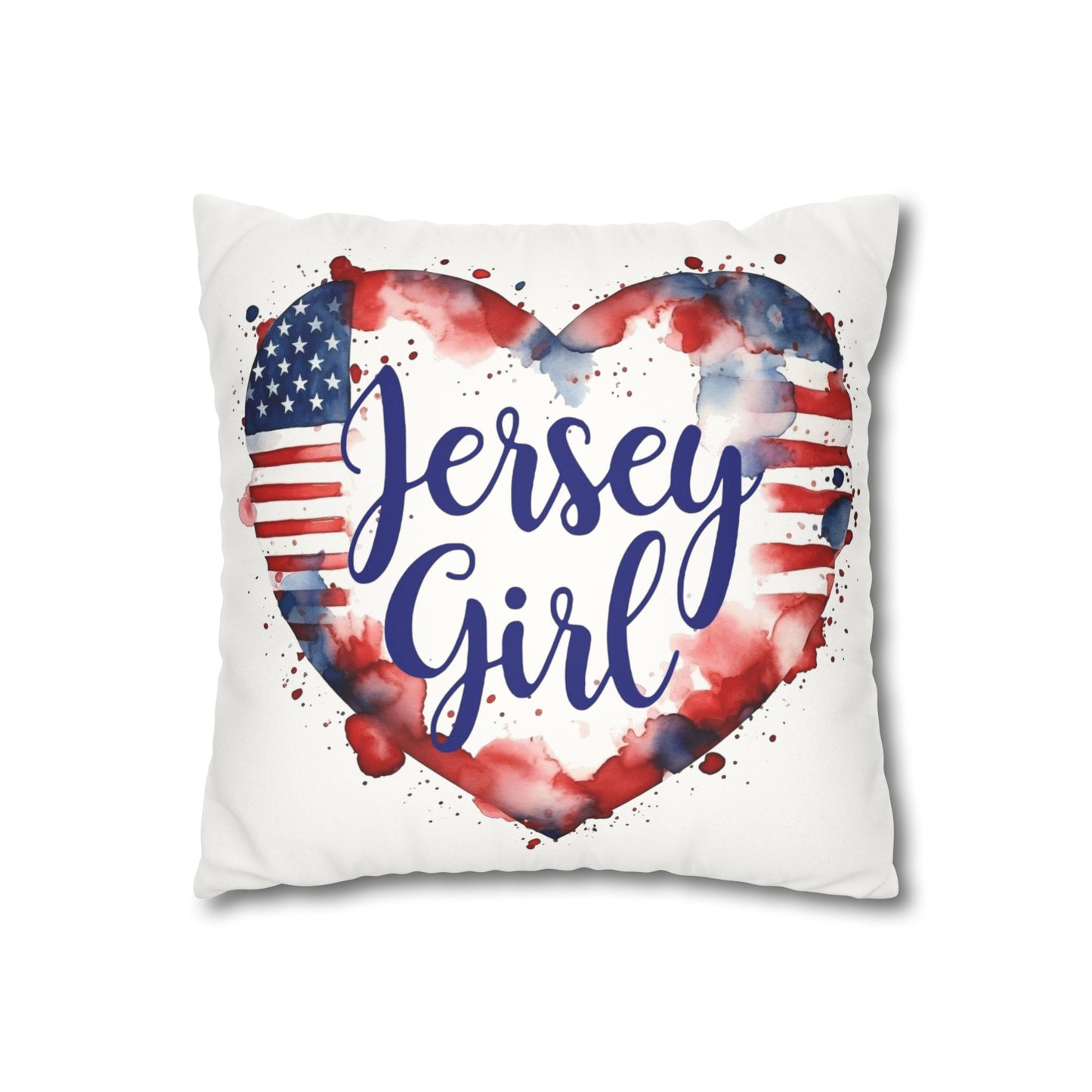 Jersey Girl USA Faux Suede Pillowcase, Cozy Home Decor, Gift for Her, Housewarming, Red White Blue Decoration, USA Pride