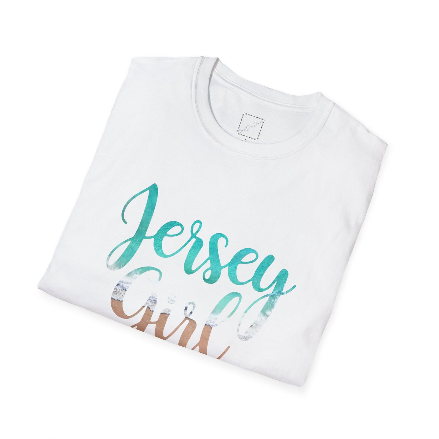 Jersey Girl Beach Ocean Unisex Softstyle T-Shirt, Casual Graphic Tee, Gift for Her, Summer Outfit, Birthday Present, Jersey Pride