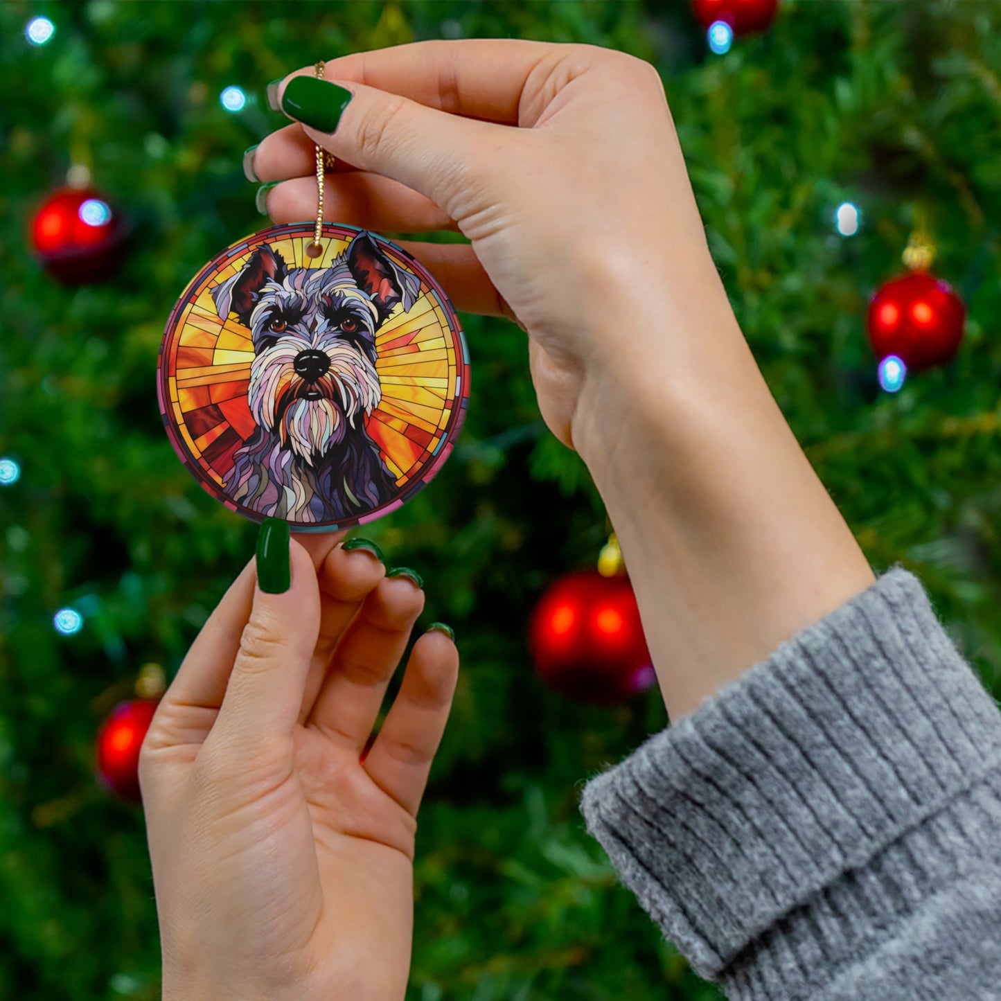 Schnauzer Dog Ceramic Ornament, 4 Shapes