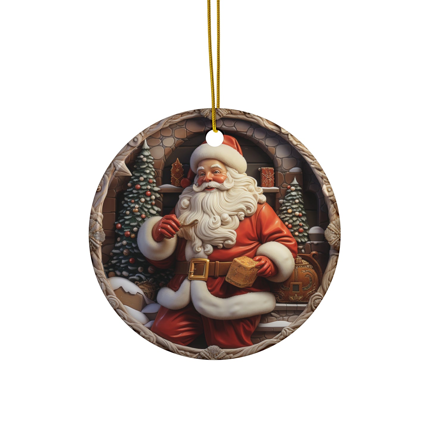 Santa Ceramic Ornament, 4 Shapes