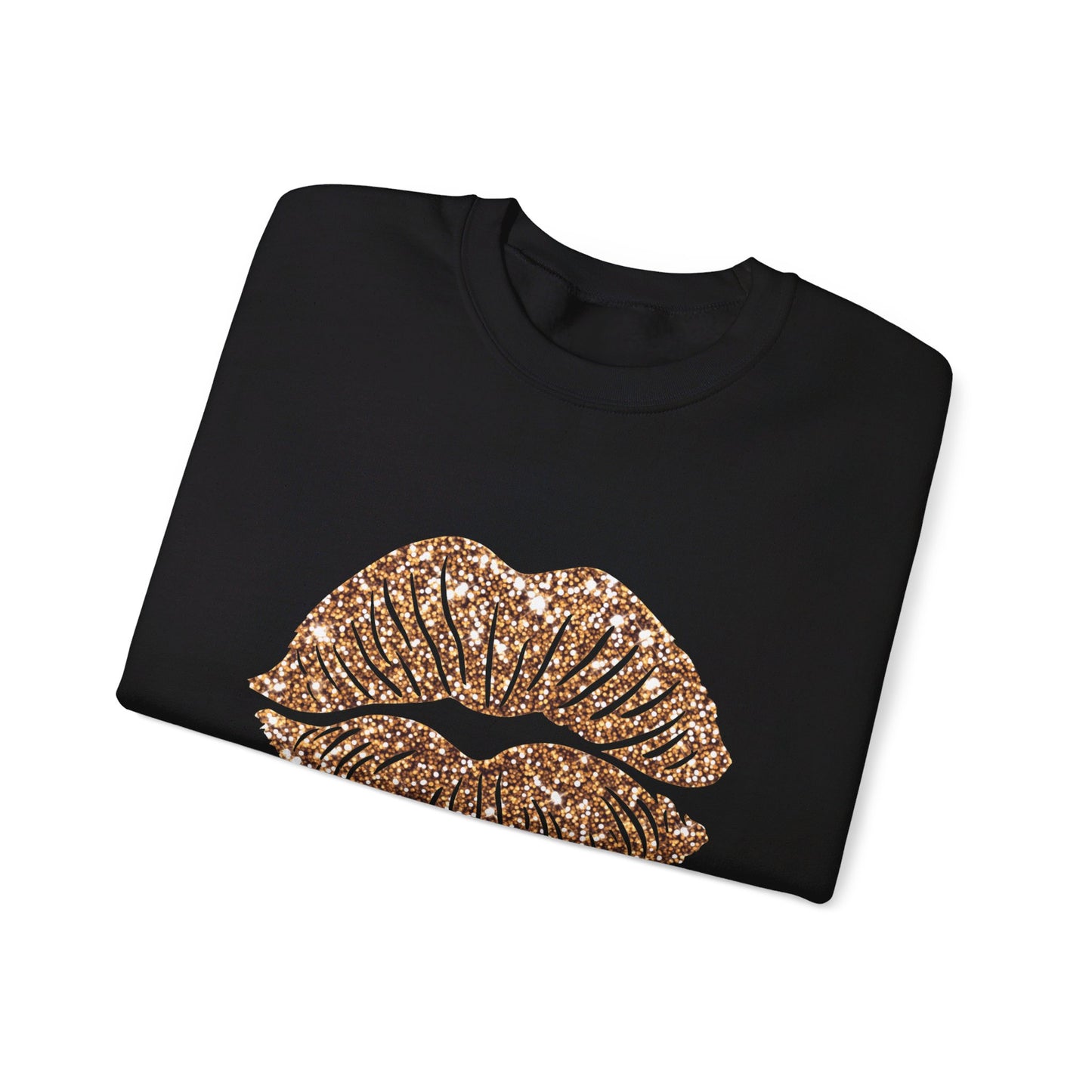 Kiss Lips Glitter Gold Unisex Heavy Blend™ Crewneck Sweatshirt