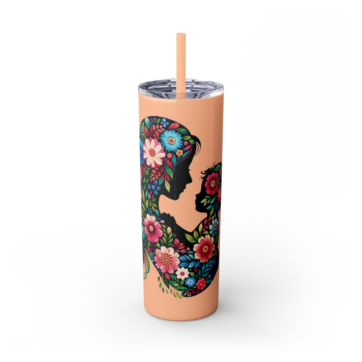 Mom Mother Child Mothers Day Skinny Tumbler with Straw, 20oz