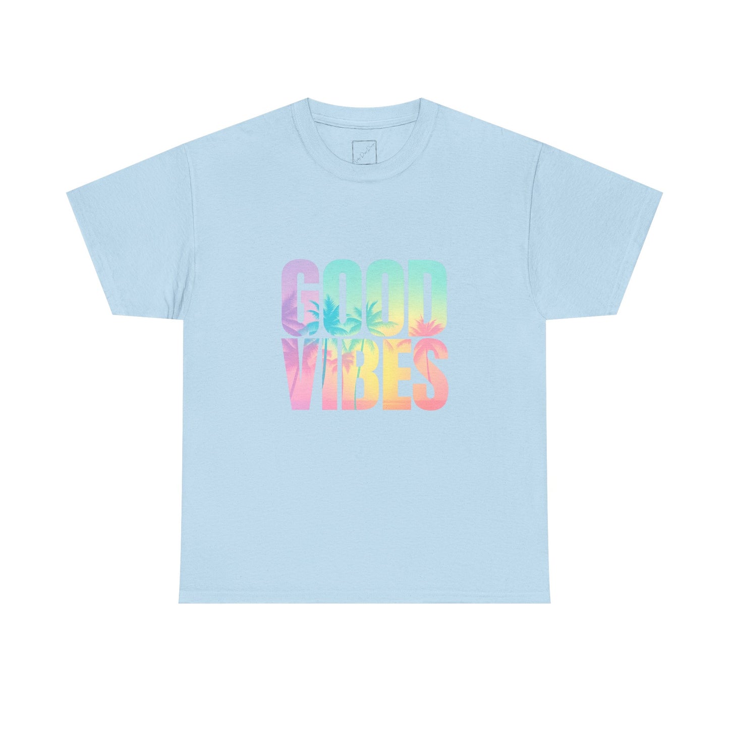 Colorful Good Vibes Tee - Unisex Heavy Cotton T-Shirt, Summer Style, Positive Energy Shirt, Gift for Friends, Casual Wear, Festival Outfit