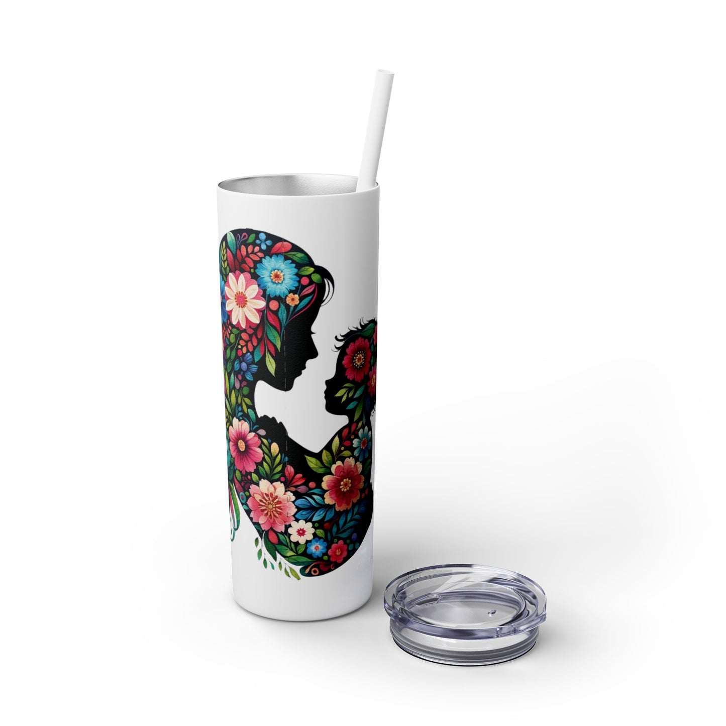 Mom Mother Child Mothers Day Skinny Tumbler with Straw, 20oz