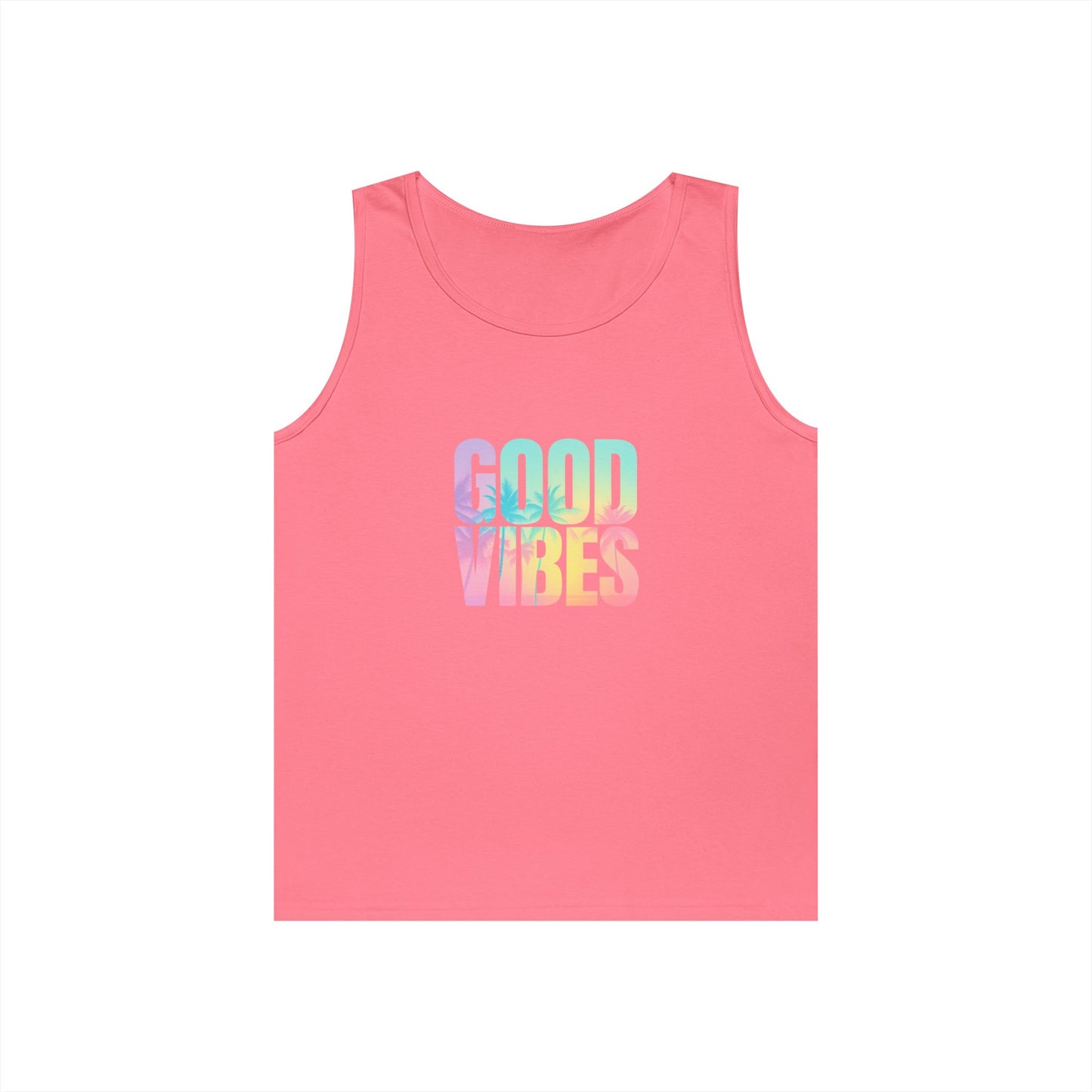 Unisex Heavy Cotton Tank Top - Good Vibes, Casual Wear, Summer Top, Beachwear, Festival Outfit, Motivational Apparel
