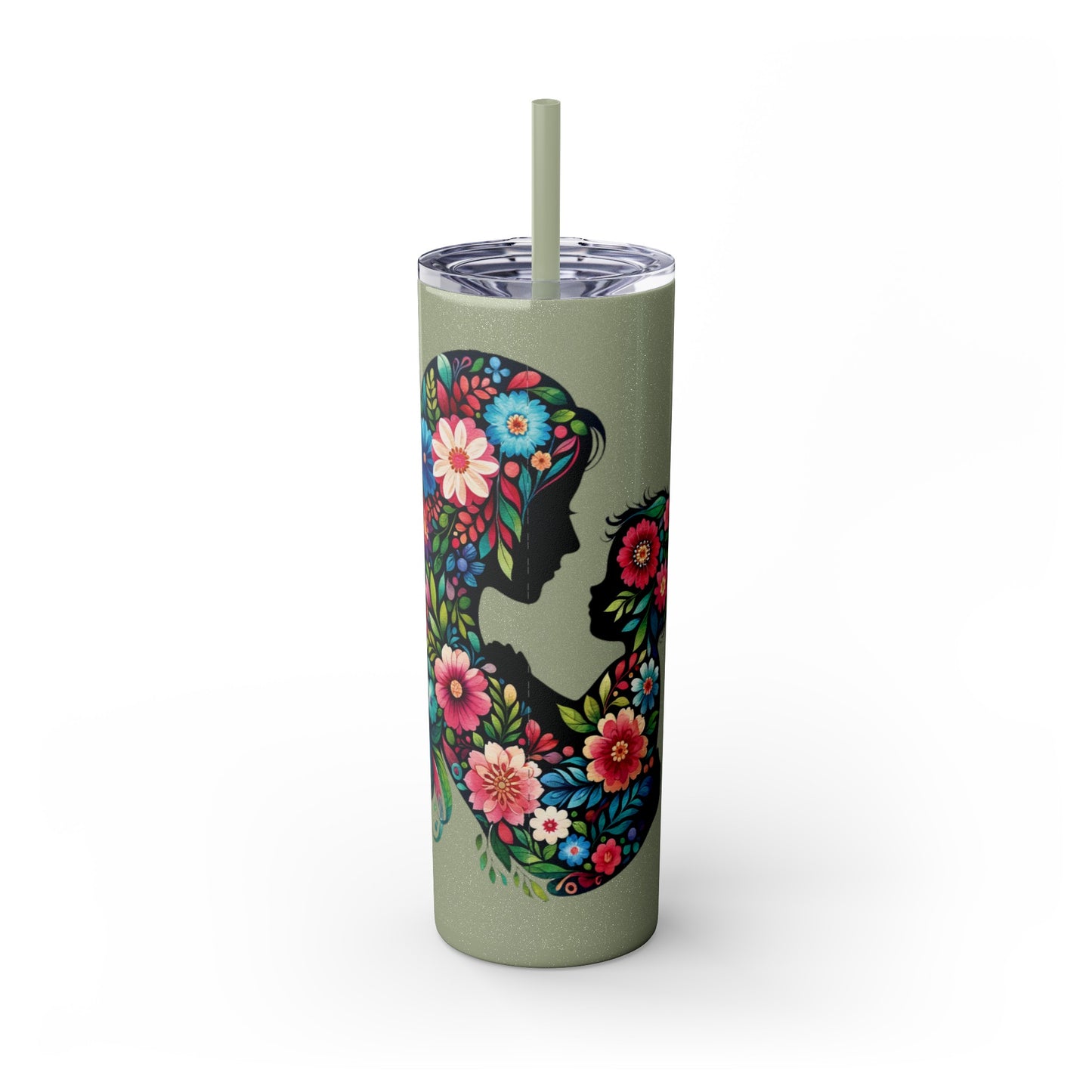 Mom Mother Child Mothers Day Skinny Tumbler with Straw, 20oz